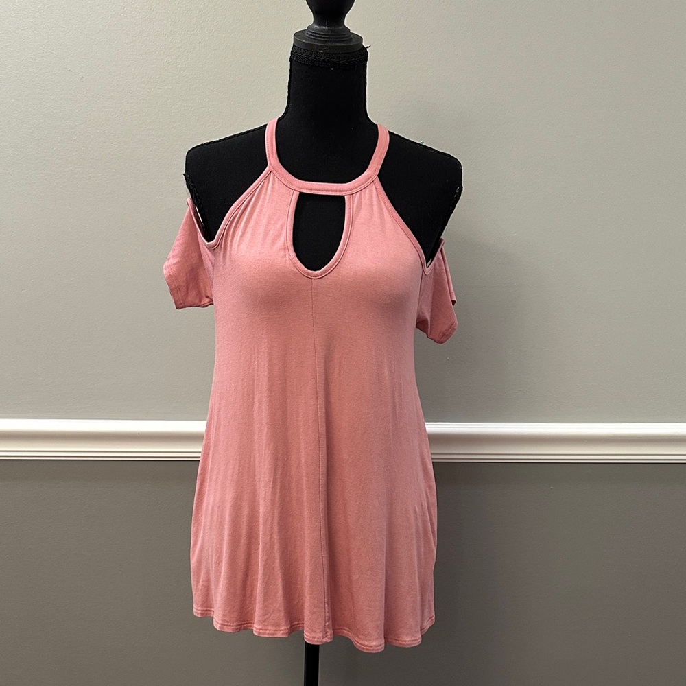 Twenty Second Blush Pink Keyhole Blouse